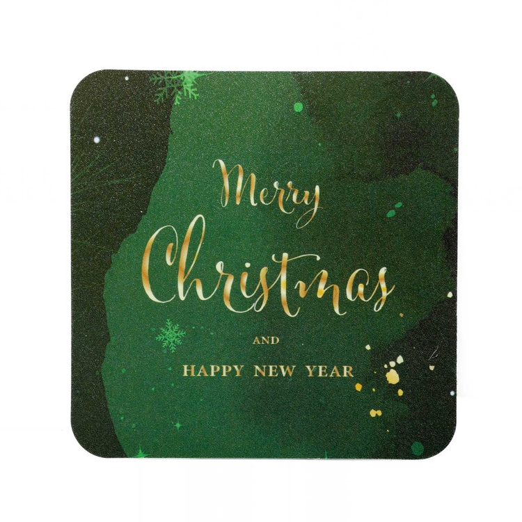 Set x 4 Individuales + 4 Portavasos JOY Feliz Navidad & Año Nuevo Verde Set x 4 Individuales + 4 Portavasos JOY Feliz Navidad & Año Nuevo Verde