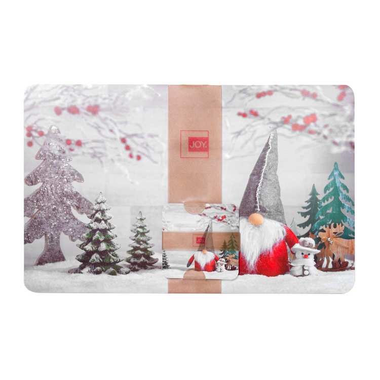 Set x 4 Individuales + 4 Portavasos JOY Duende Nieve Navidad Set x 4 Individuales + 4 Portavasos JOY Duende Nieve Navidad