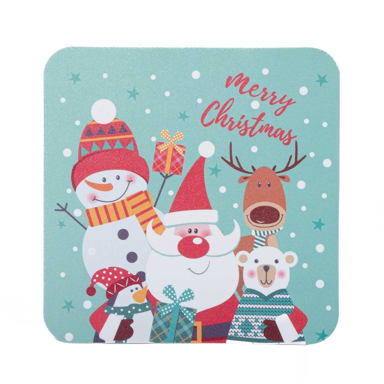 Set x 4 Individuales + 4 Portavasos JOY Muñeco de Nieve Navidad Set x 4 Individuales + 4 Portavasos JOY Muñeco de Nieve Navidad