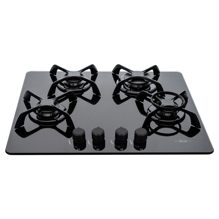 Estufa de empotrar HACEB 60 cms 4 Puestos Gas Natural Cristal ASL CG Mando Frontal Negro Estufa de empotrar HACEB 60 cms 4 Puestos Gas Natural Cristal ASL CG Mando Frontal Negro