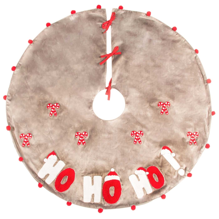 Pie de Árbol JOY "Hohoho" Navidad 110 cm Gris/Rojo Pie de Árbol JOY "Hohoho" Navidad 110 cm Gris/Rojo