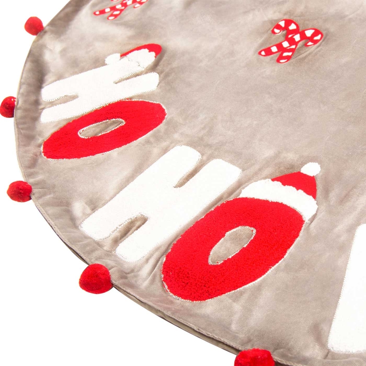 Pie de Árbol JOY "Hohoho" Navidad 110 cm Gris/Rojo Pie de Árbol JOY "Hohoho" Navidad 110 cm Gris/Rojo