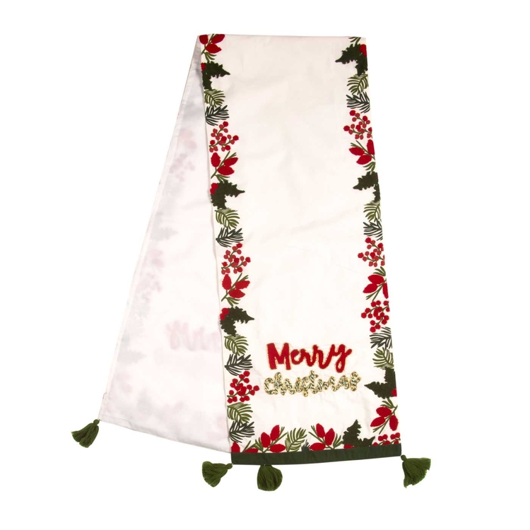 Camino de Mesa JOY Merry Christmas 35 x 180 cm Blanco/Verde Camino de Mesa JOY Merry Christmas 35 x 180 cm Blanco/Verde