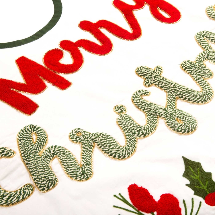 Pie de Árbol JOY Merry Christmas 110 cm Blanco/Verde Pie de Árbol JOY Merry Christmas 110 cm Blanco/Verde