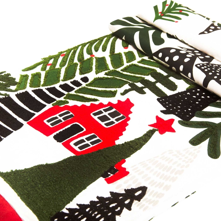 Camino de Mesa JOY Bosque Navidad 35 x 180 cm Verde/Rojo Camino de Mesa JOY Bosque Navidad 35 x 180 cm Verde/Rojo