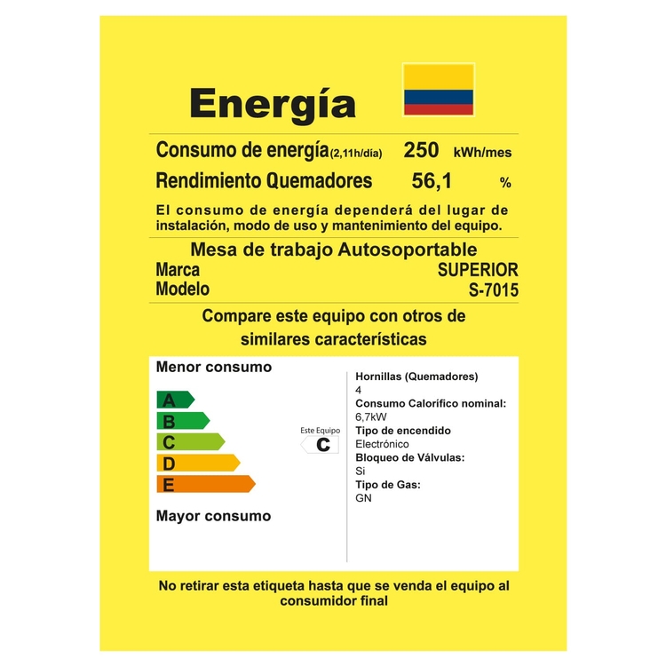 Estufa de Piso SUPERIOR 4 Puestos Gas Natural 7015 Negro Estufa de Piso SUPERIOR 4 Puestos Gas Natural 7015 Negro