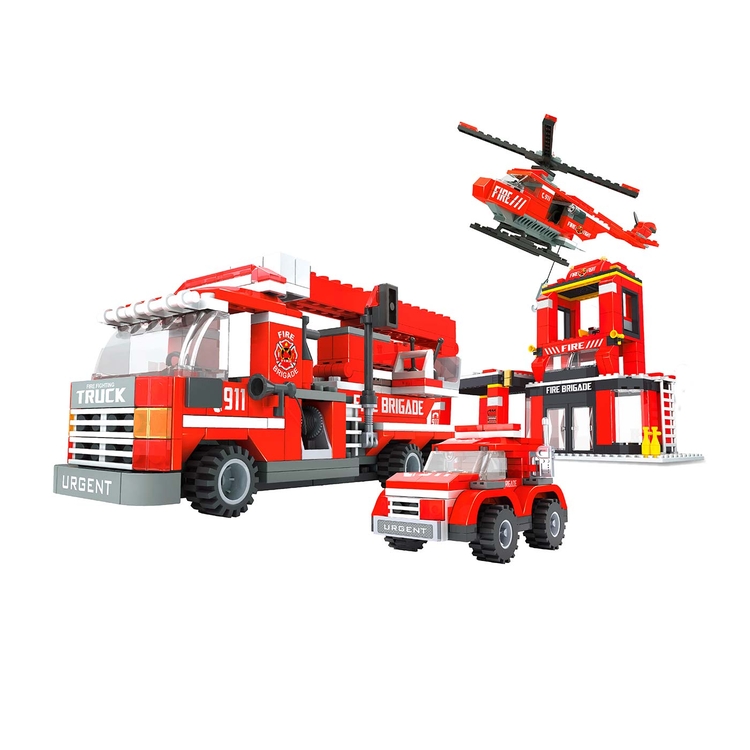 Set de Bloques para Armar Brigada de Bomberos 697 Piezas OX BLOCKS Set de Bloques para Armar Brigada de Bomberos 697 Piezas OX BLOCKS