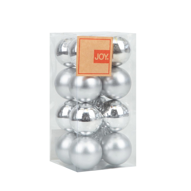 Bolas de Navidad JOY Plateado Brillante/Mate Set x 16 - 4 cm Bolas de Navidad JOY Plateado Brillante/Mate Set x 16 - 4 cm