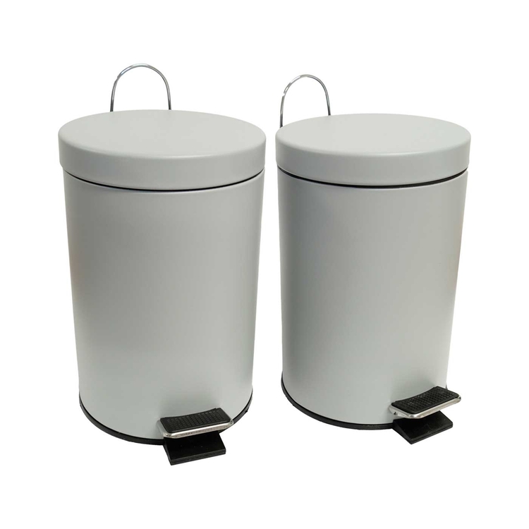 Set x 2 Canecas / Papeleras de Pedal 3 Litros FREE HOME Gris Set x 2 Canecas / Papeleras de Pedal 3 Litros FREE HOME Gris