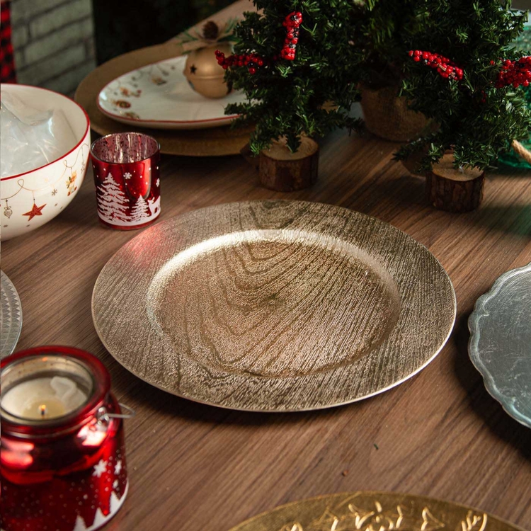 Plato Base 32 cm JOY Gris Líneas Plato Base 32 cm JOY Gris Líneas