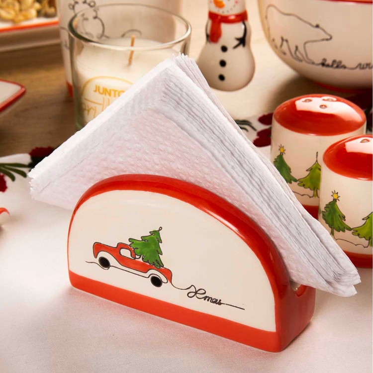 Servilletero de Cerámica JOY Carro Noel Servilletero de Cerámica JOY Carro Noel