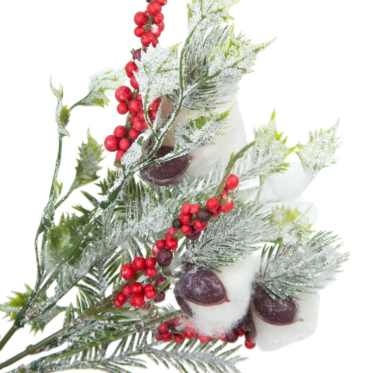 Adorno Navideño Rama Nevada JOY con Berries y Algodón 30 cm Adorno Navideño Rama Nevada JOY con Berries y Algodón 30 cm