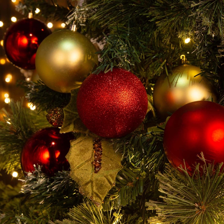 Bolas de Navidad JOY Rojo/Dorado Set x 50 - 8 cm Bolas de Navidad JOY Rojo/Dorado Set x 50 - 8 cm