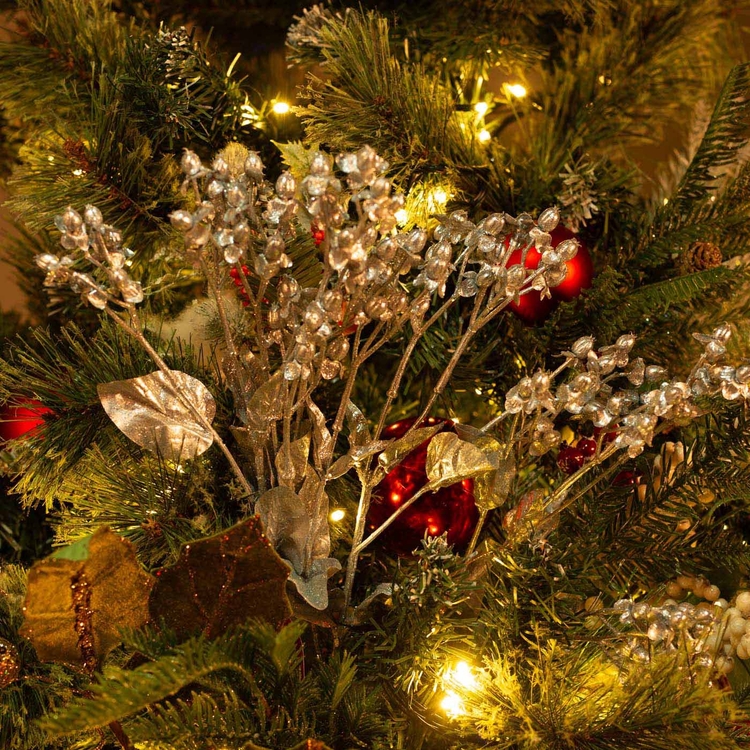 Adorno Navideño Rama con Hojas Plateadas JOY Tallo Largo 60 cm Adorno Navideño Rama con Hojas Plateadas JOY Tallo Largo 60 cm