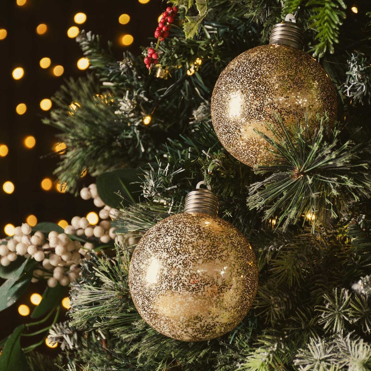 Bola de Navidad JOY Dorada con Luz 10 cm Bola de Navidad JOY Dorada con Luz 10 cm