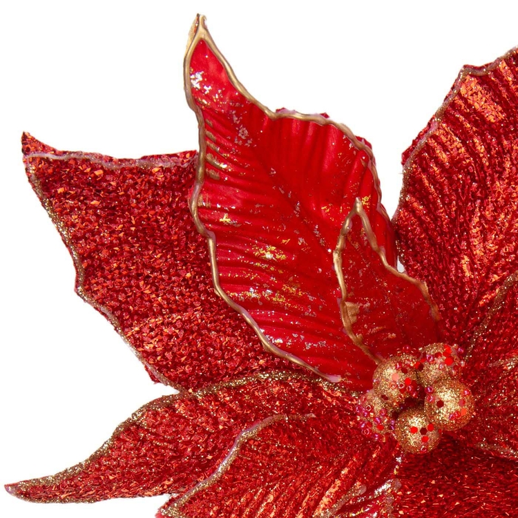 Adorno Navideño Rama Flor JOY Poinsettia Roja Dorado 53 cm Adorno Navideño Rama Flor JOY Poinsettia Roja Dorado 53 cm