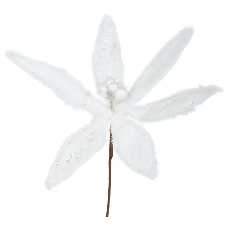 Adorno Navideño Flor JOY Poinsettia Blanco 34 cm Adorno Navideño Flor JOY Poinsettia Blanco 34 cm