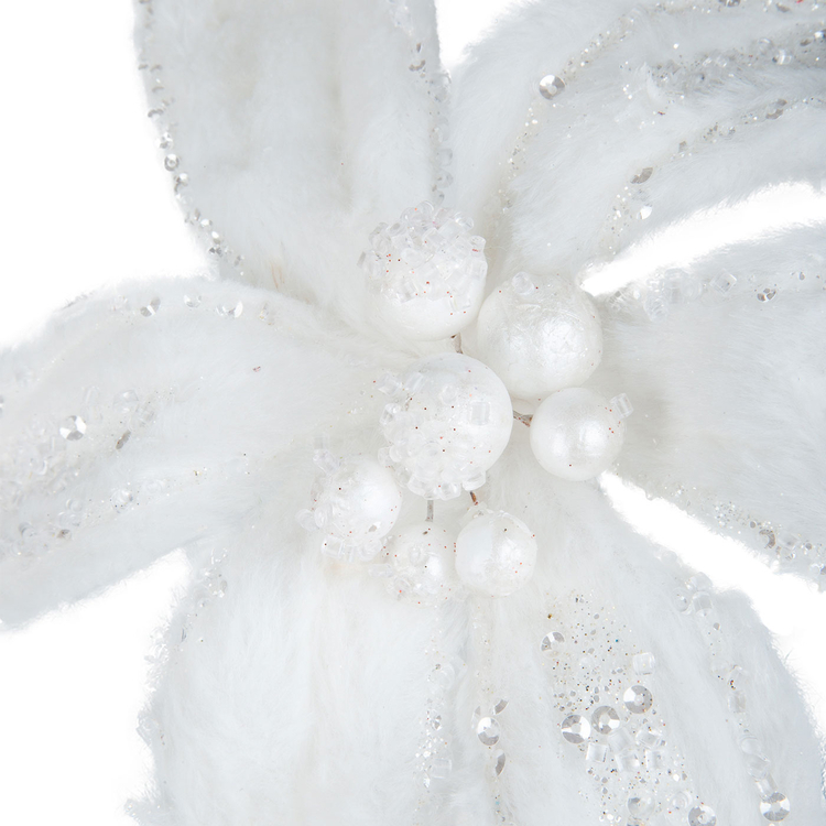 Adorno Navideño Flor JOY Poinsettia Blanco 34 cm Adorno Navideño Flor JOY Poinsettia Blanco 34 cm