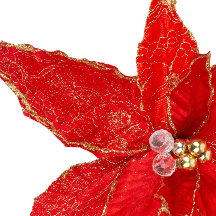 Adorno Navideño Rama Flor JOY Poinsettia Roja 55 cm Adorno Navideño Rama Flor JOY Poinsettia Roja 55 cm
