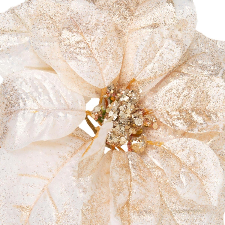 Adorno Navideño Rama Flor JOY Flor Poinsettia Blanca/Dorada 50 cm Adorno Navideño Rama Flor JOY Flor Poinsettia Blanca/Dorada 50 cm