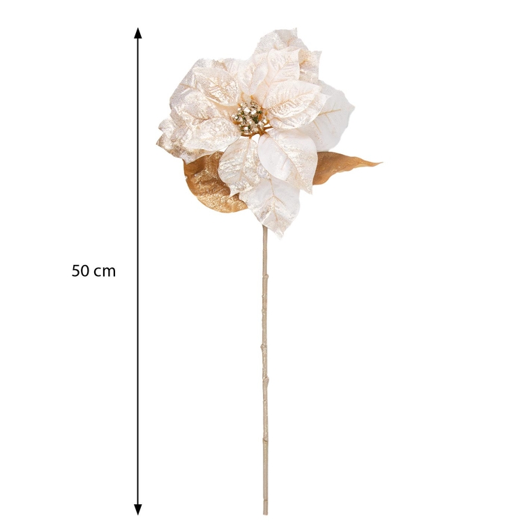 Adorno Navideño Rama Flor JOY Flor Poinsettia Blanca/Dorada 50 cm Adorno Navideño Rama Flor JOY Flor Poinsettia Blanca/Dorada 50 cm