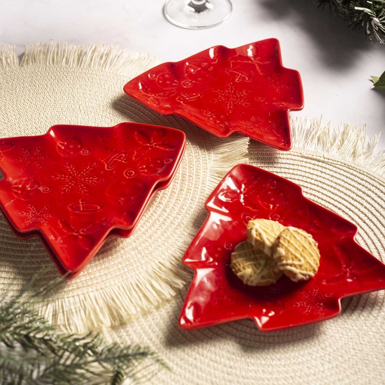 1 Plato en Forma Árbol de Navidad FREE HOME Rojo 18 cm 1 Plato en Forma Árbol de Navidad FREE HOME Rojo 18 cm