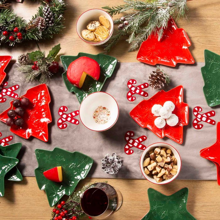 1 Plato en Forma Árbol de Navidad FREE HOME Rojo 18 cm 1 Plato en Forma Árbol de Navidad FREE HOME Rojo 18 cm