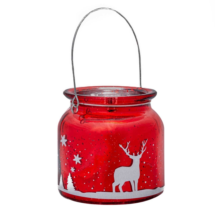 Portavela de Vidrio JOY Reno Rojo 10.5 cm Portavela de Vidrio JOY Reno Rojo 10.5 cm