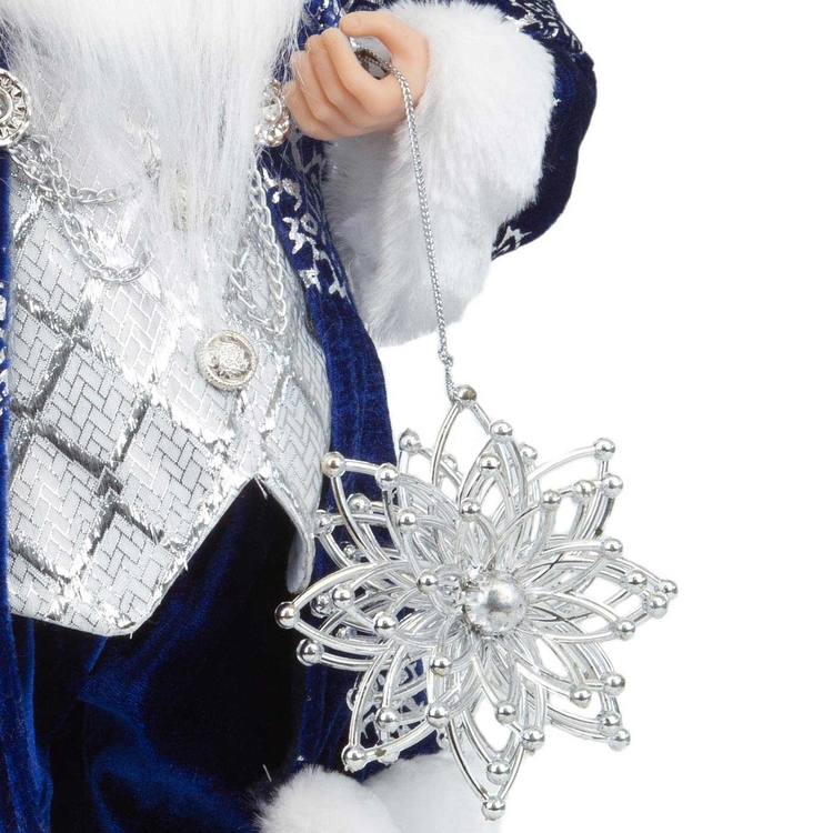 Muñeco Papá Noel JOY Con Traje Azul, Bolsa de Regalos y Estrella 45 cm Muñeco Papá Noel JOY Con Traje Azul, Bolsa de Regalos y Estrella 45 cm