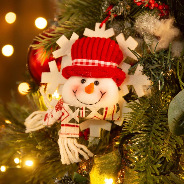 Adorno Navideño JOY Colgante Hombre de Nieve con Gorro y Bufanda Copo Nieve Blanco 11 cm Adorno Navideño JOY Colgante Hombre de Nieve con Gorro y Bufanda Copo Nieve Blanco 11 cm