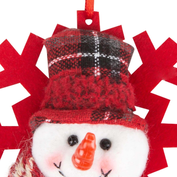 Adorno Navideño JOY Colgante Hombre de Nieve con Gorro y Bufanda Tejida Copo Nieve Roja 11 cm Adorno Navideño JOY Colgante Hombre de Nieve con Gorro y Bufanda Tejida Copo Nieve Roja 11 cm