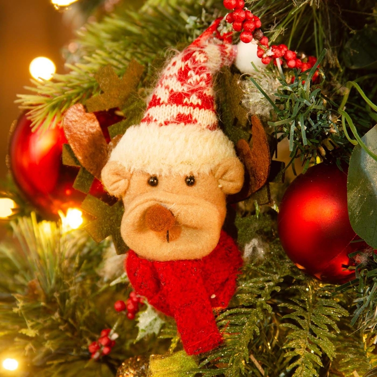 Adorno Navideñ JOY Colgante Reno con Gorro y Bufanda Tejida 11 cm Adorno Navideñ JOY Colgante Reno con Gorro y Bufanda Tejida 11 cm