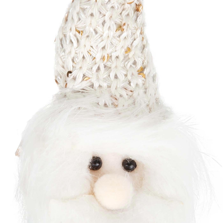 Adorno Navideño JOY Colgante Papá Noel Blanco con Gorro Tejido 11 cm Adorno Navideño JOY Colgante Papá Noel Blanco con Gorro Tejido 11 cm