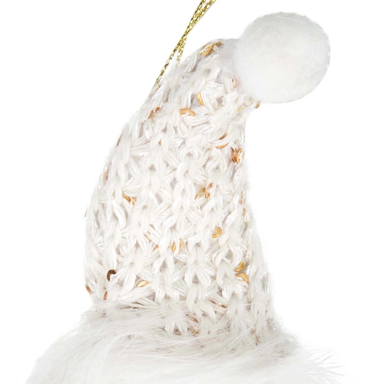 Adorno Navideño JOY Colgante Papá Noel Blanco con Gorro Tejido 11 cm Adorno Navideño JOY Colgante Papá Noel Blanco con Gorro Tejido 11 cm