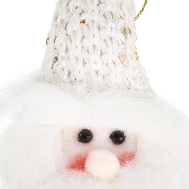 Adorno Navideño JOY Colgante Papá Noel Gorro Tejido Blanco 12 cm Adorno Navideño JOY Colgante Papá Noel Gorro Tejido Blanco 12 cm