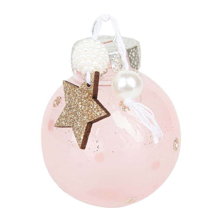 Bola de Navidad JOY Rosa con Perlas 6 cm Bola de Navidad JOY Rosa con Perlas 6 cm