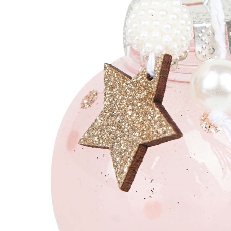 Bola de Navidad JOY Rosa con Perlas 6 cm Bola de Navidad JOY Rosa con Perlas 6 cm