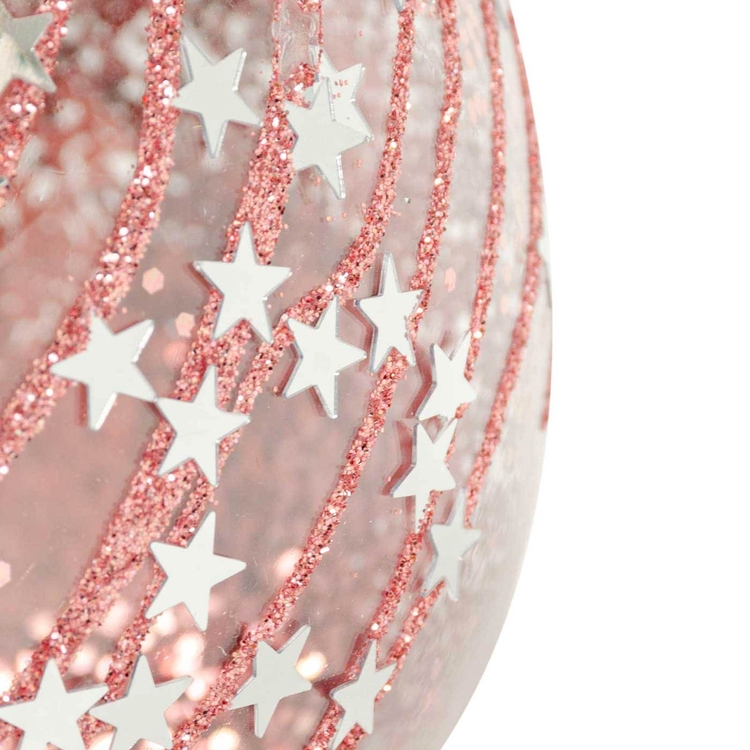 Bola de Navidad JOY Rosa con Estrellas 10 cm Bola de Navidad JOY Rosa con Estrellas 10 cm