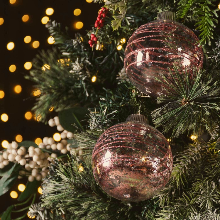 Bola de Navidad JOY Rosa con Estrellas 10 cm Bola de Navidad JOY Rosa con Estrellas 10 cm