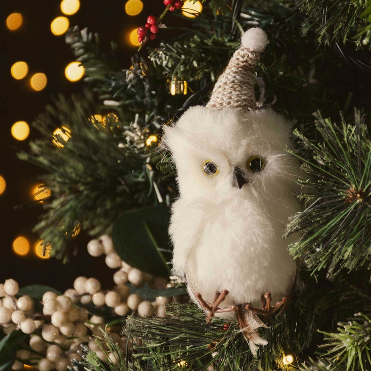 Adorno Navideño Colgante JOY Búho Blanco con Gorro Adorno Navideño Colgante JOY Búho Blanco con Gorro