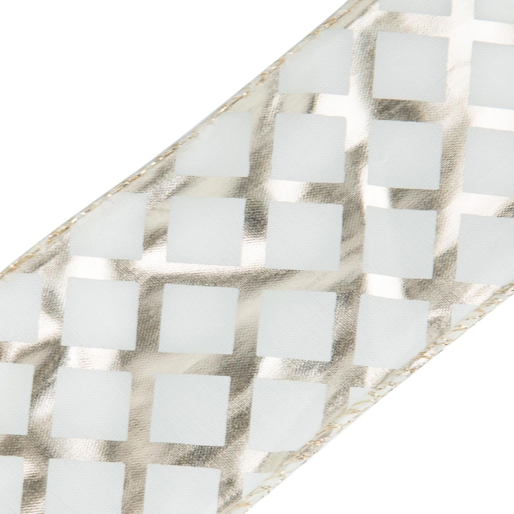 Cinta Navideña JOY Cuadrícula Plateada Transparente 6.3 cm Cinta Navideña JOY Cuadrícula Plateada Transparente 6.3 cm