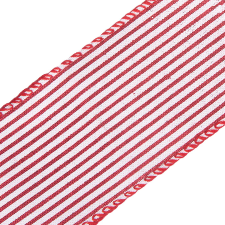 Cinta Navideña JOY Blanca Líneas Rojas 6.3 cm Cinta Navideña JOY Blanca Líneas Rojas 6.3 cm