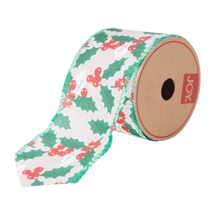 Cinta Navideña JOY Ramas con Berries Rojos 6.3 cm Cinta Navideña JOY Ramas con Berries Rojos 6.3 cm