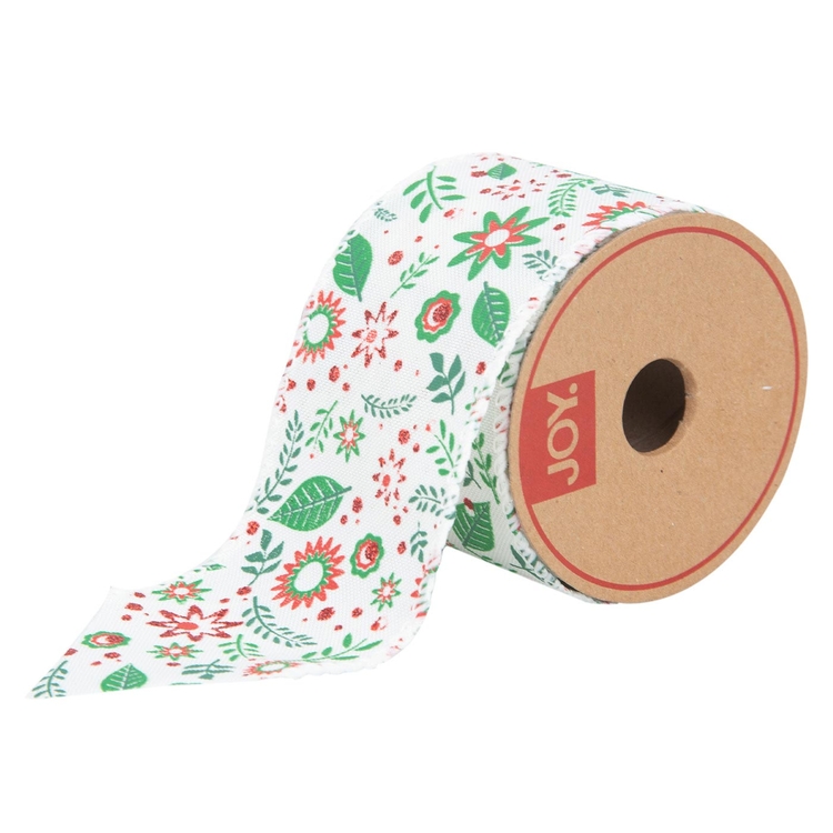 Cinta Navideña JOY Hojas Navidad 6.3 cm Cinta Navideña JOY Hojas Navidad 6.3 cm
