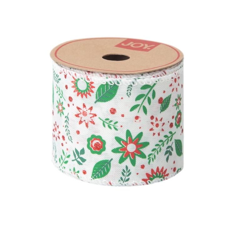 Cinta Navideña JOY Hojas Navidad 6.3 cm Cinta Navideña JOY Hojas Navidad 6.3 cm