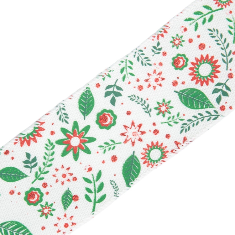 Cinta Navideña JOY Hojas Navidad 6.3 cm Cinta Navideña JOY Hojas Navidad 6.3 cm