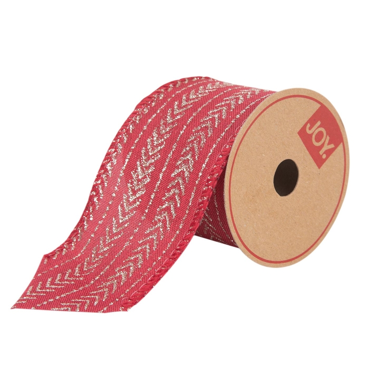 Cinta Navideña JOY Rojo Flechas Doradas 6.3 cm Cinta Navideña JOY Rojo Flechas Doradas 6.3 cm