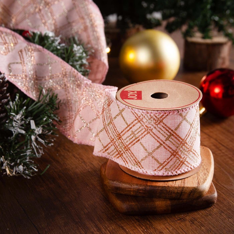 Cinta Navideña JOY Cuadros Rosados 6.3 cm Cinta Navideña JOY Cuadros Rosados 6.3 cm