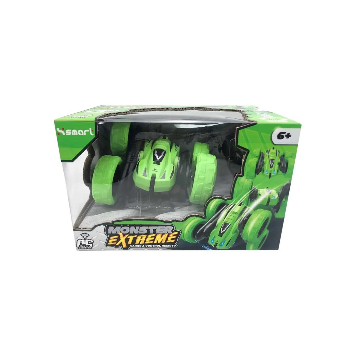 Carro de Juguete a Control Remoto Stunt Verde Monster Extreme Batería Recargable