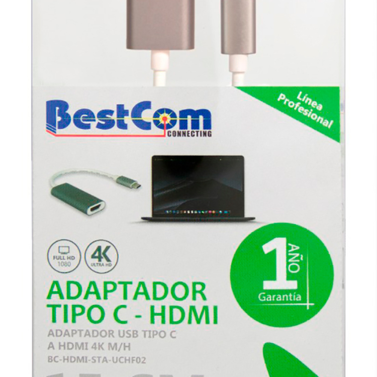 Adaptador BESTCOM USB-C reversible a HDMI 4K Ultra HD